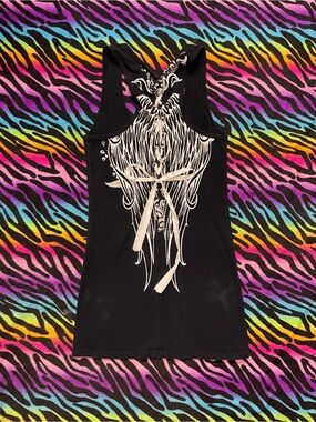 Y2k grunge goth rare 2000s Socal no fear Corset Lace Up Angel wing Tank Top
